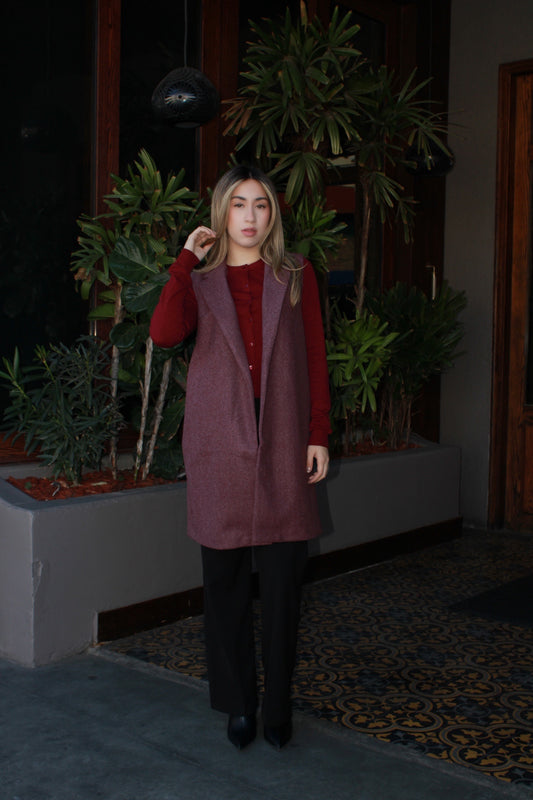 Chaleco guinda largo #11551