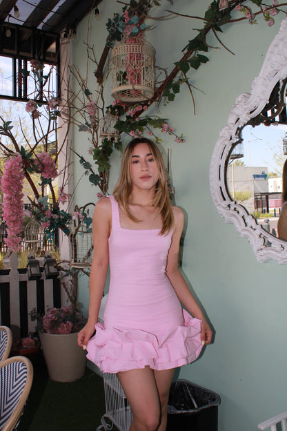 Vestido rosa corto bombacho de abajo #11187