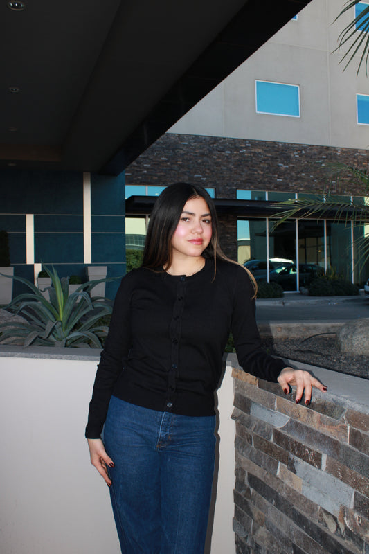 Suéter de botones negro #11681