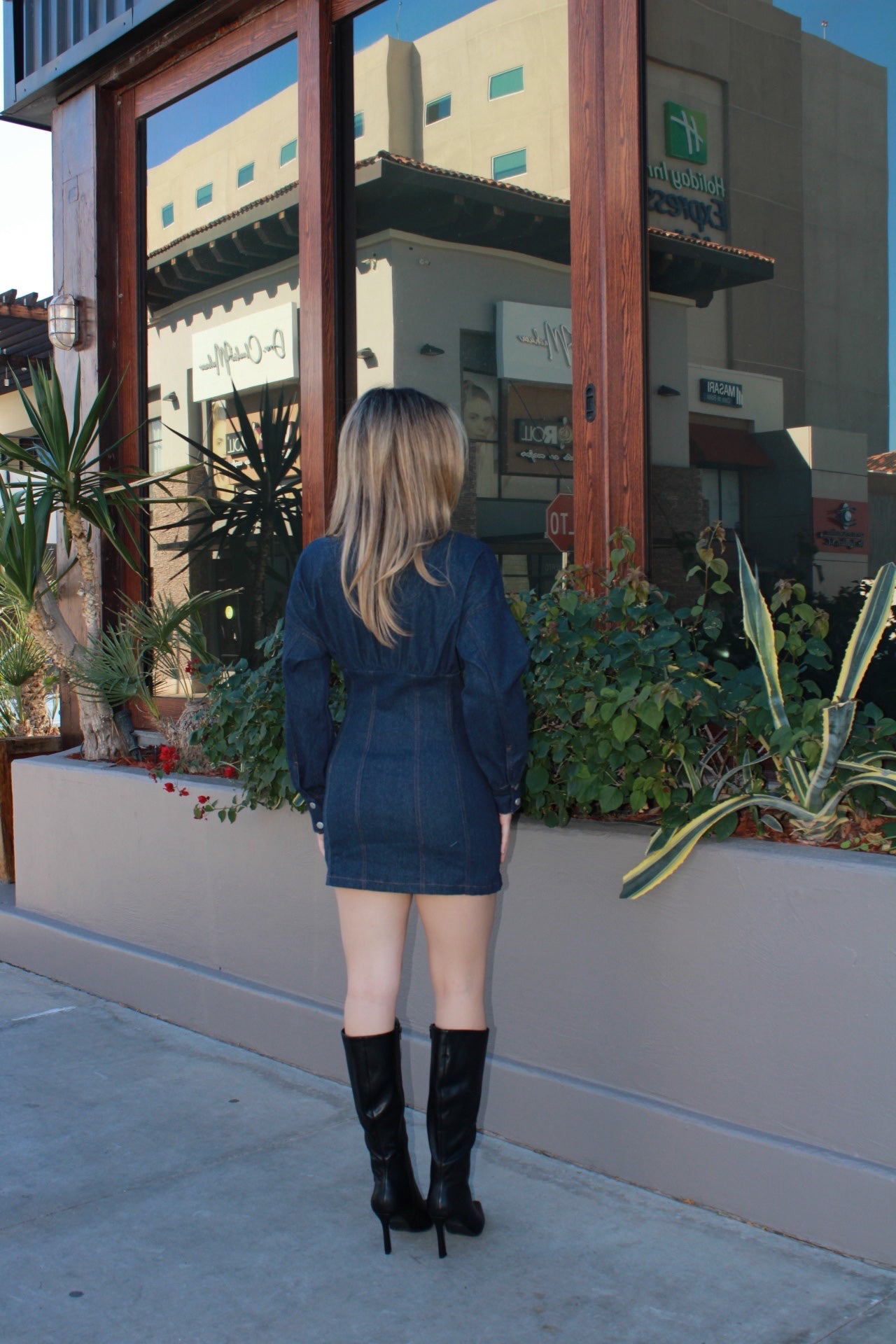 Vestido de mezclilla manga bombacha #11541