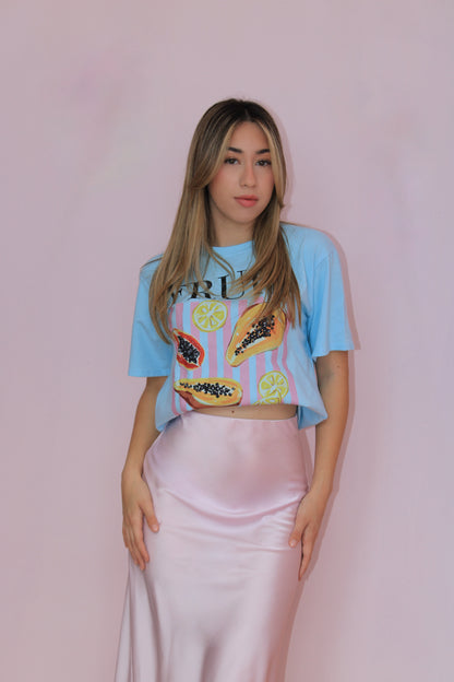 Tshirt azul con estampado fruit #11883