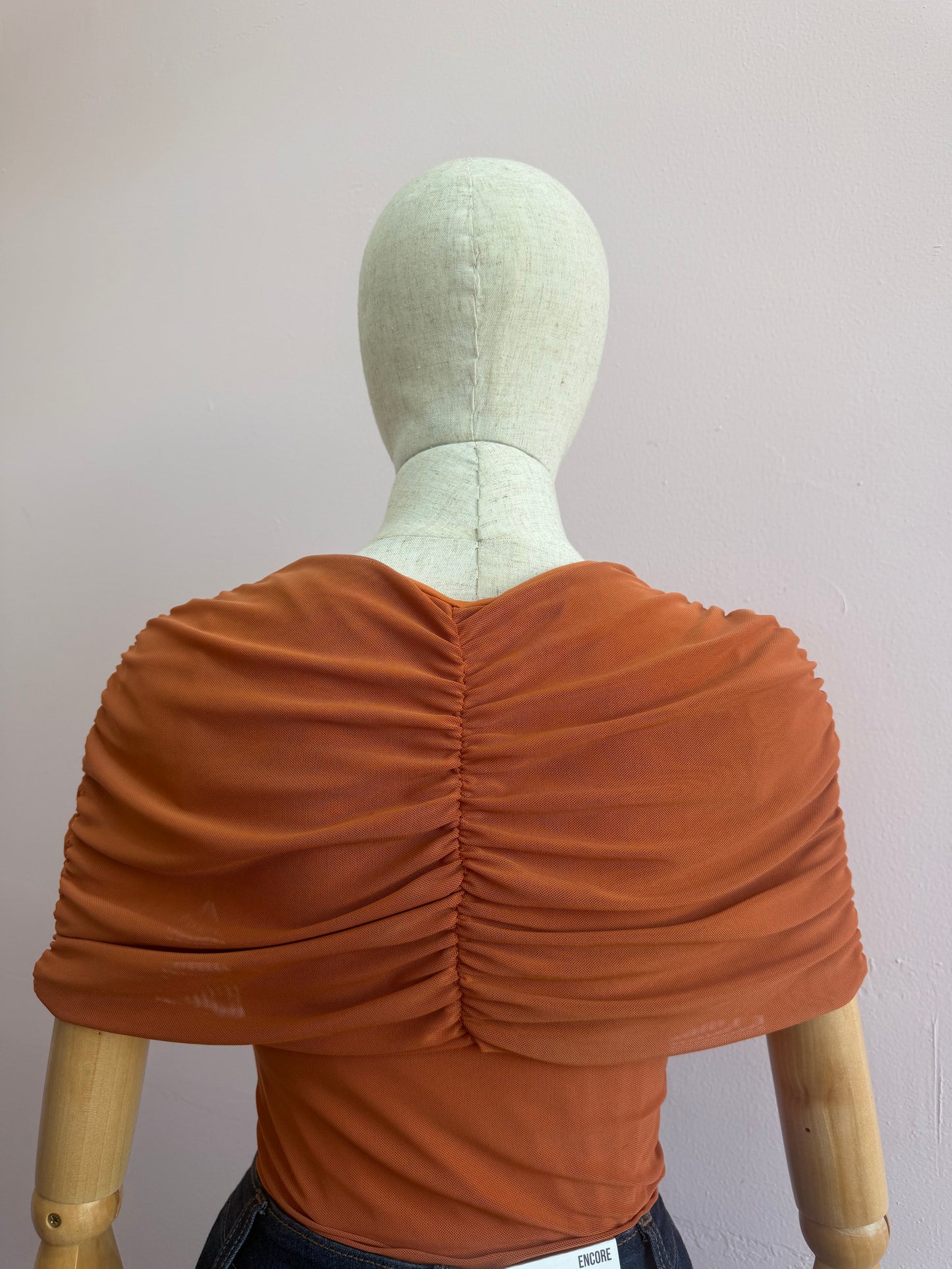 Blusa, naranja, asimétrica, tela mesh #11960