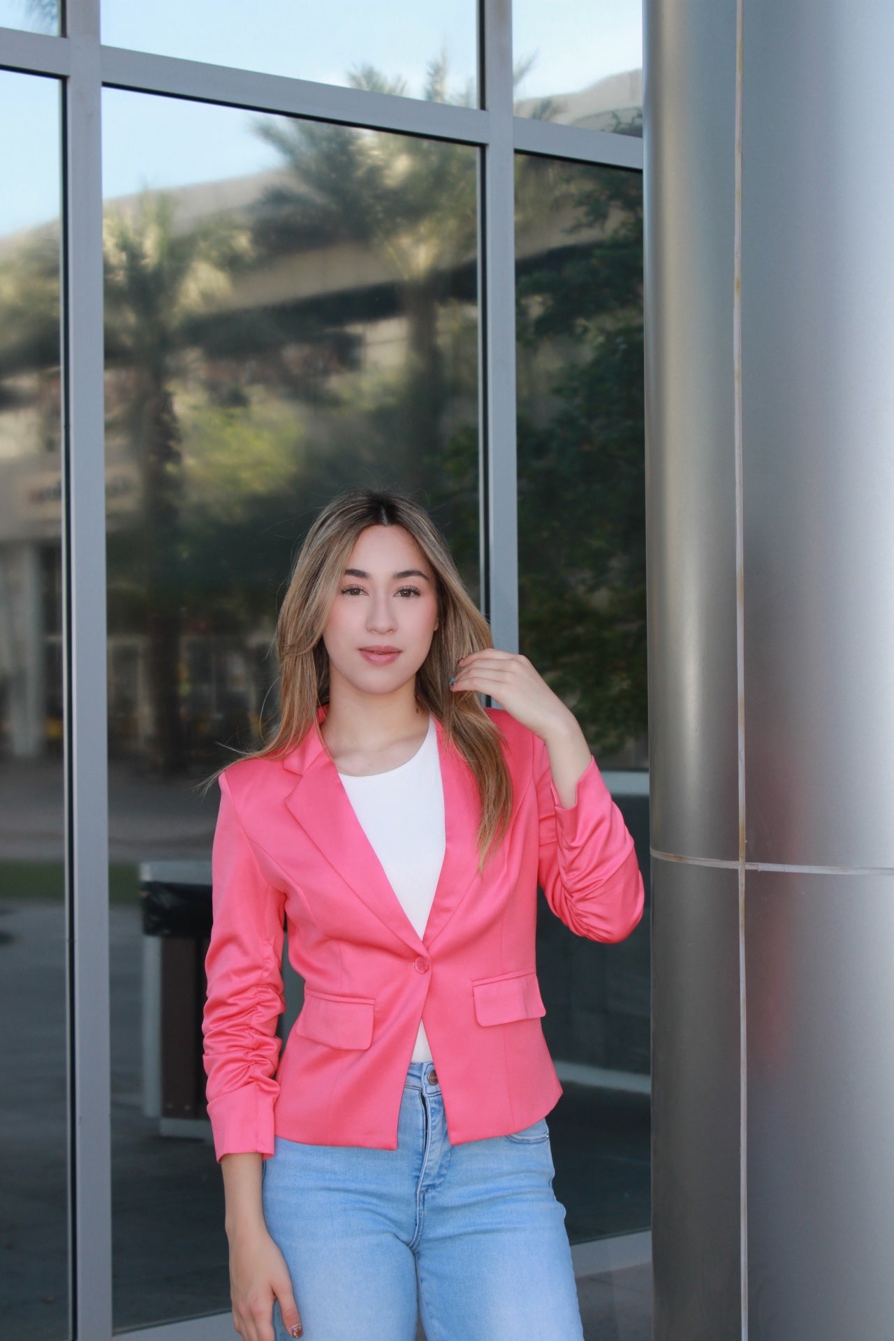Blazer rosa coral #11113