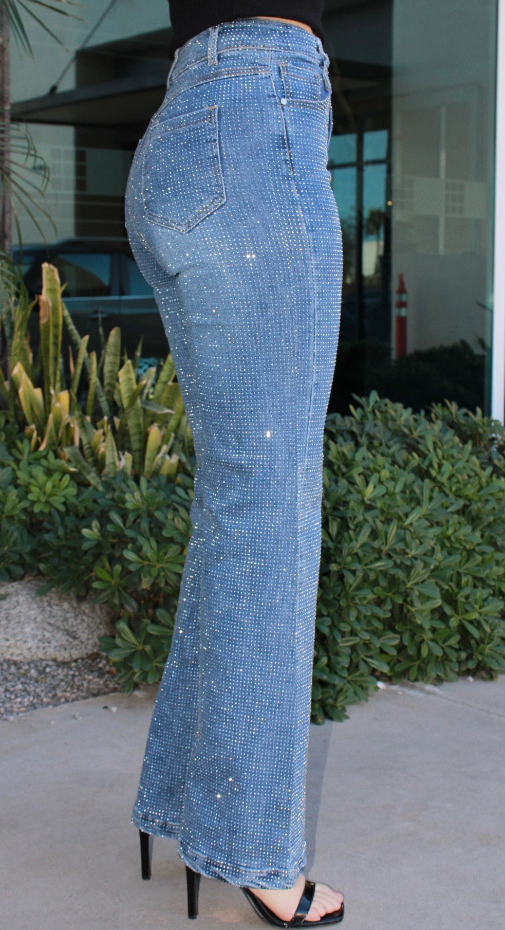 Jeans rectos de brillos #11605