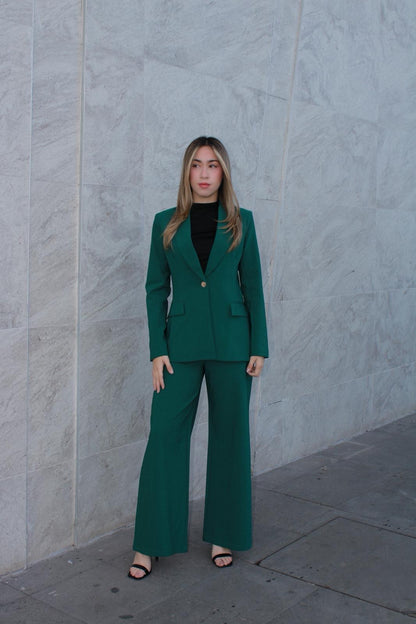 Traje verde oscuro de pantalón y saco #11586