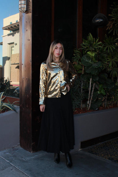 Blusa de botones lentejuelas dorada #11639