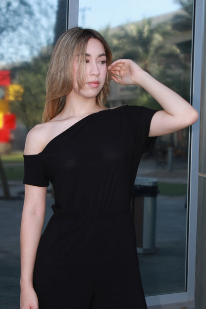 Jumpsuit negro asimétrico #11109