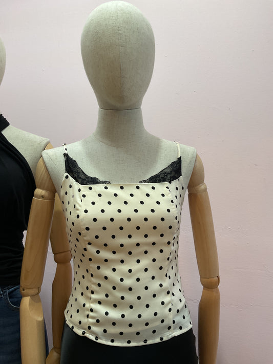 Blusa polka tirantes con encaje #11961