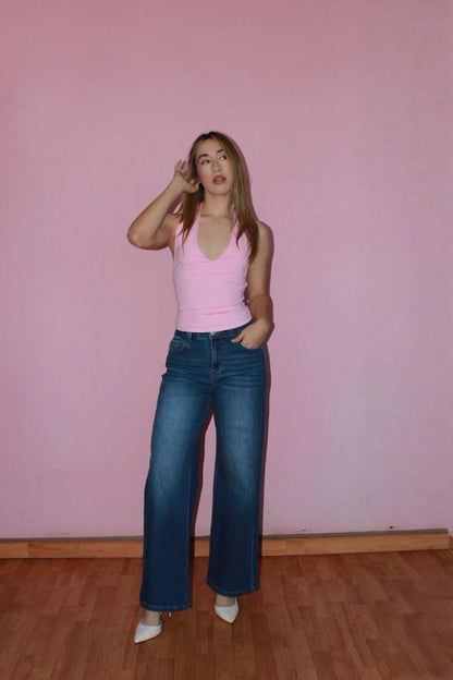 Blusa, rosa, pastel, Halter, licra #11766
