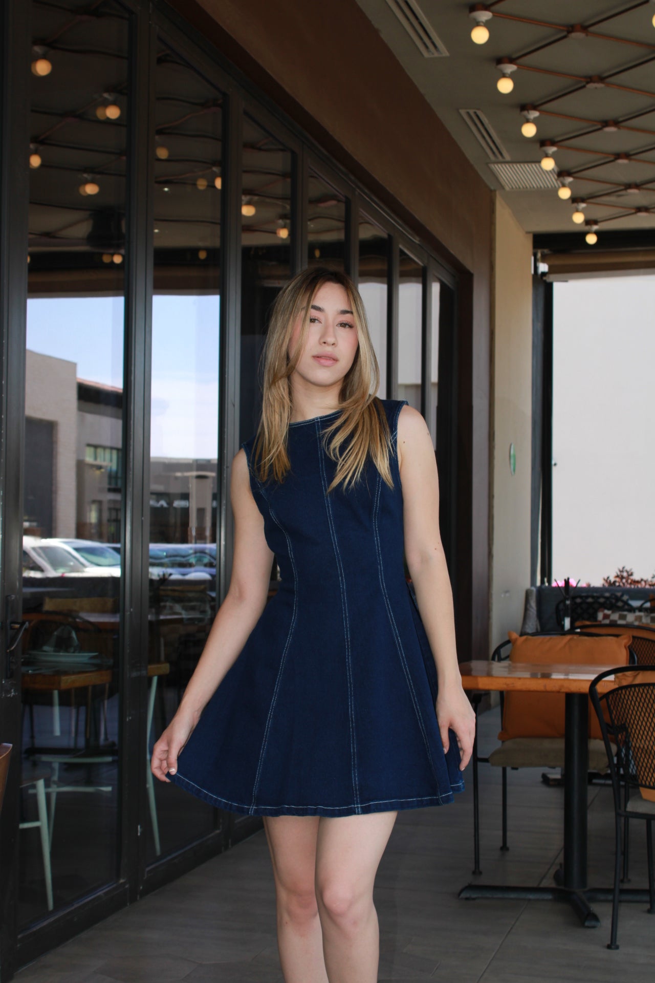 Vestido mezclilla oscura corto (corte A) #11276