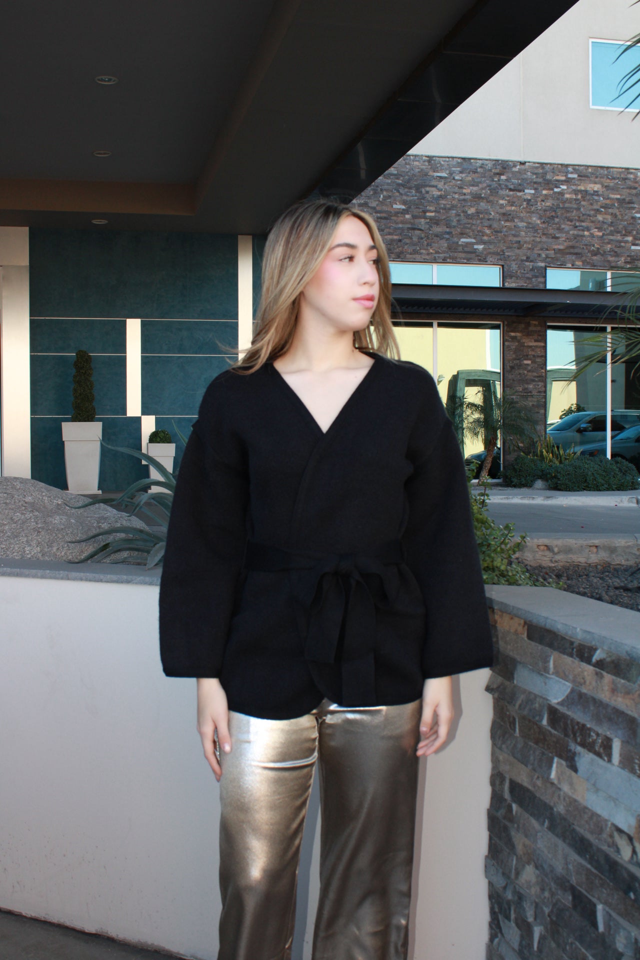 Blusa cardigan negra #11659