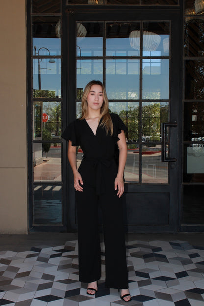 Jumpsuit negro manga corta #11305