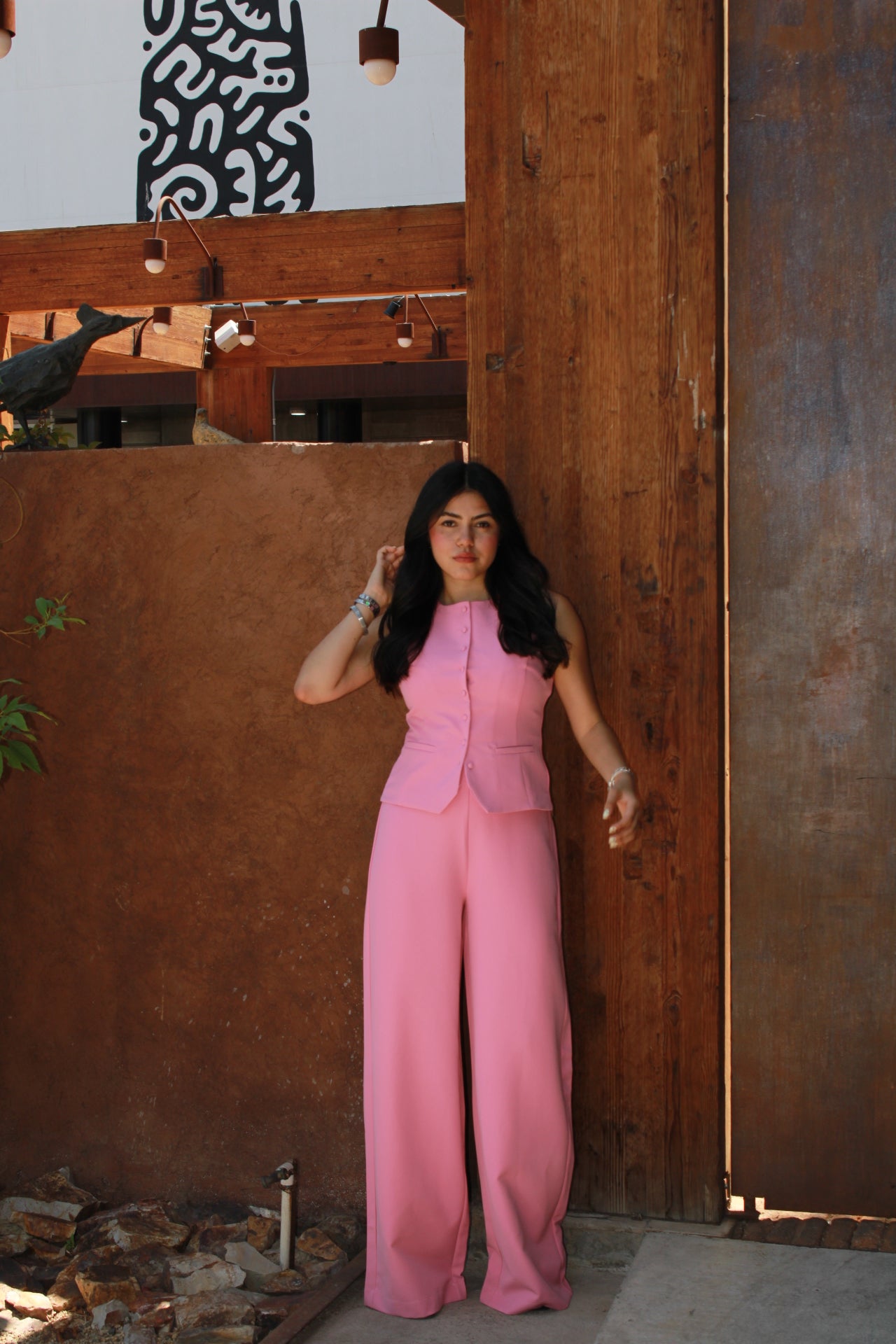 Set rosa de chaleco y pantalón #11252
