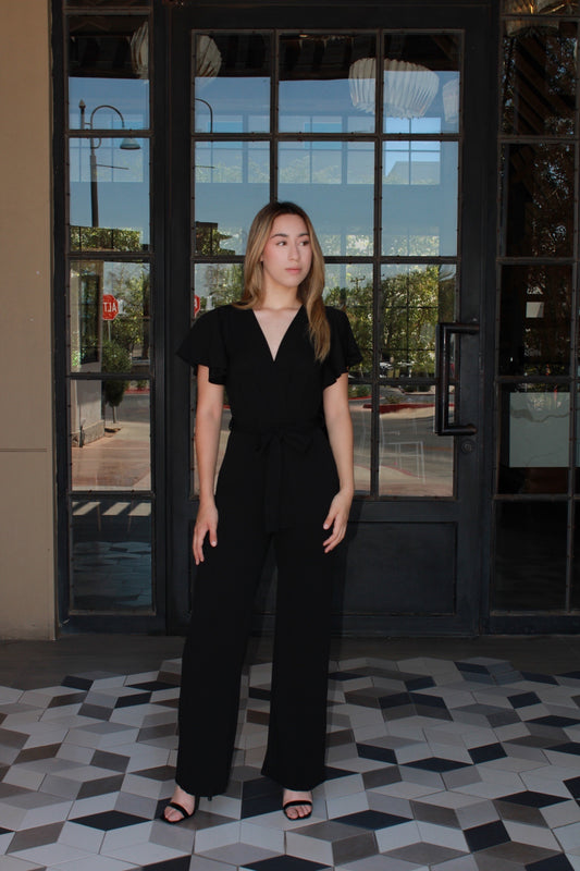 Jumpsuit negro manga corta #11305