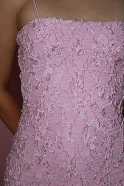 Vestido rosa rugoso corto #11343