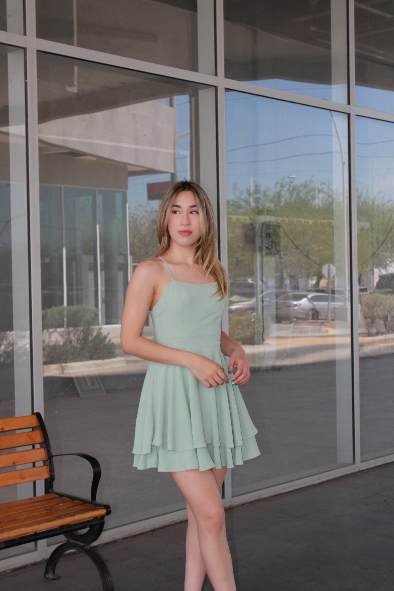 Vestido color menta c moño atrás #11118
