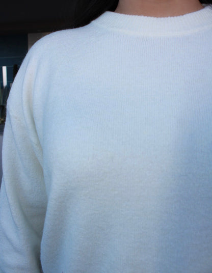 Suéter, cuello redondo, blanco/ crema#11707