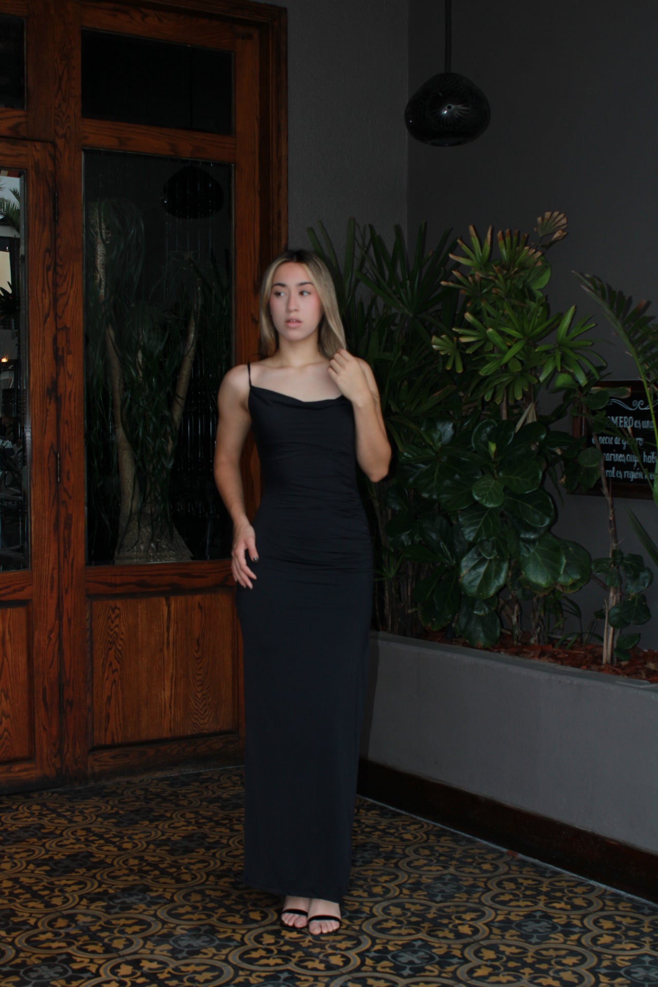 Vestido licra negro de tirantes #11469