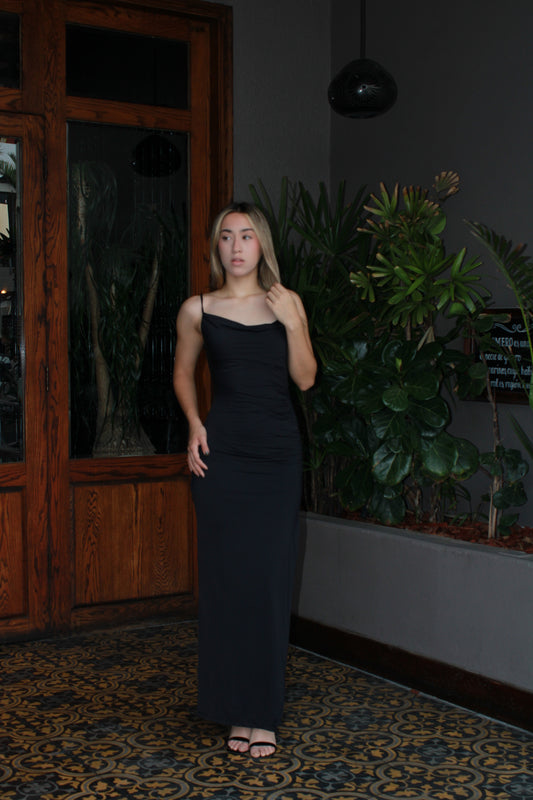 Vestido licra negro de tirantes #11469