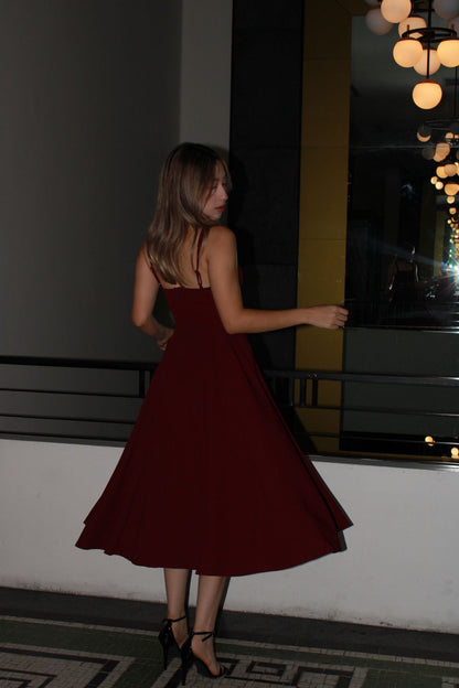 Vestido, guinda, Midi ￼#11392