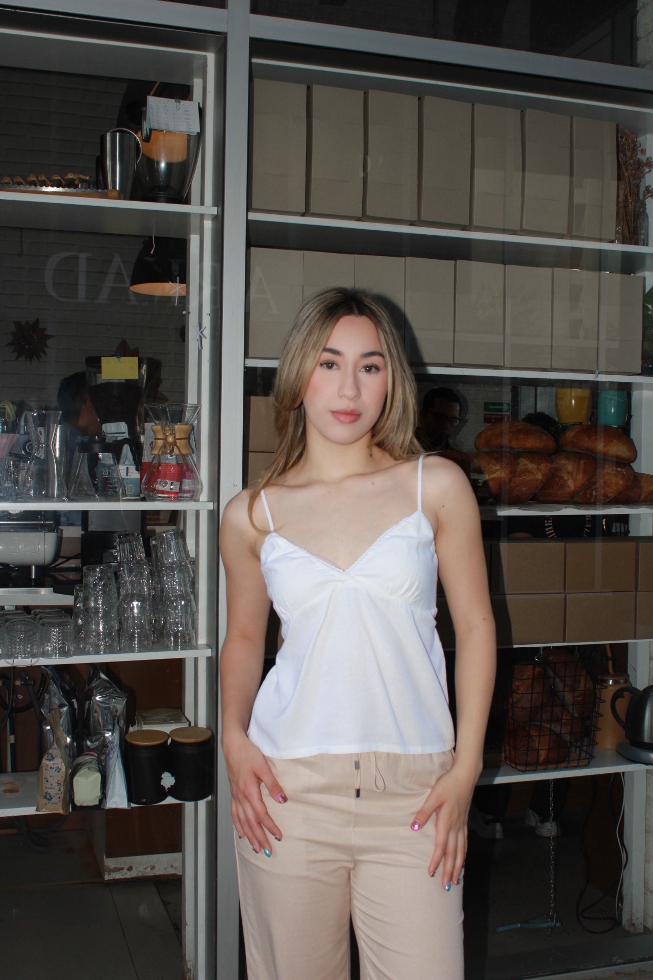 Blusa tirantes c encajito blanca #11107