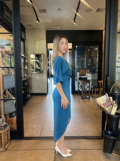 Vestido azul escote en V#11850