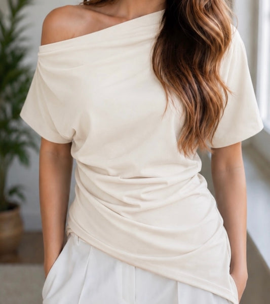 Blusa one shoulder beige #11987
