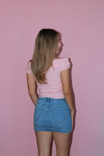 Blusa rosa, Off Shoulder, tela suéter. #11752