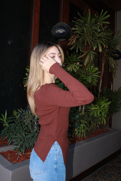 Blusa café asimétrica #11573