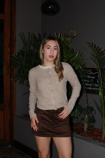 Suéter cardigan mocha #11494