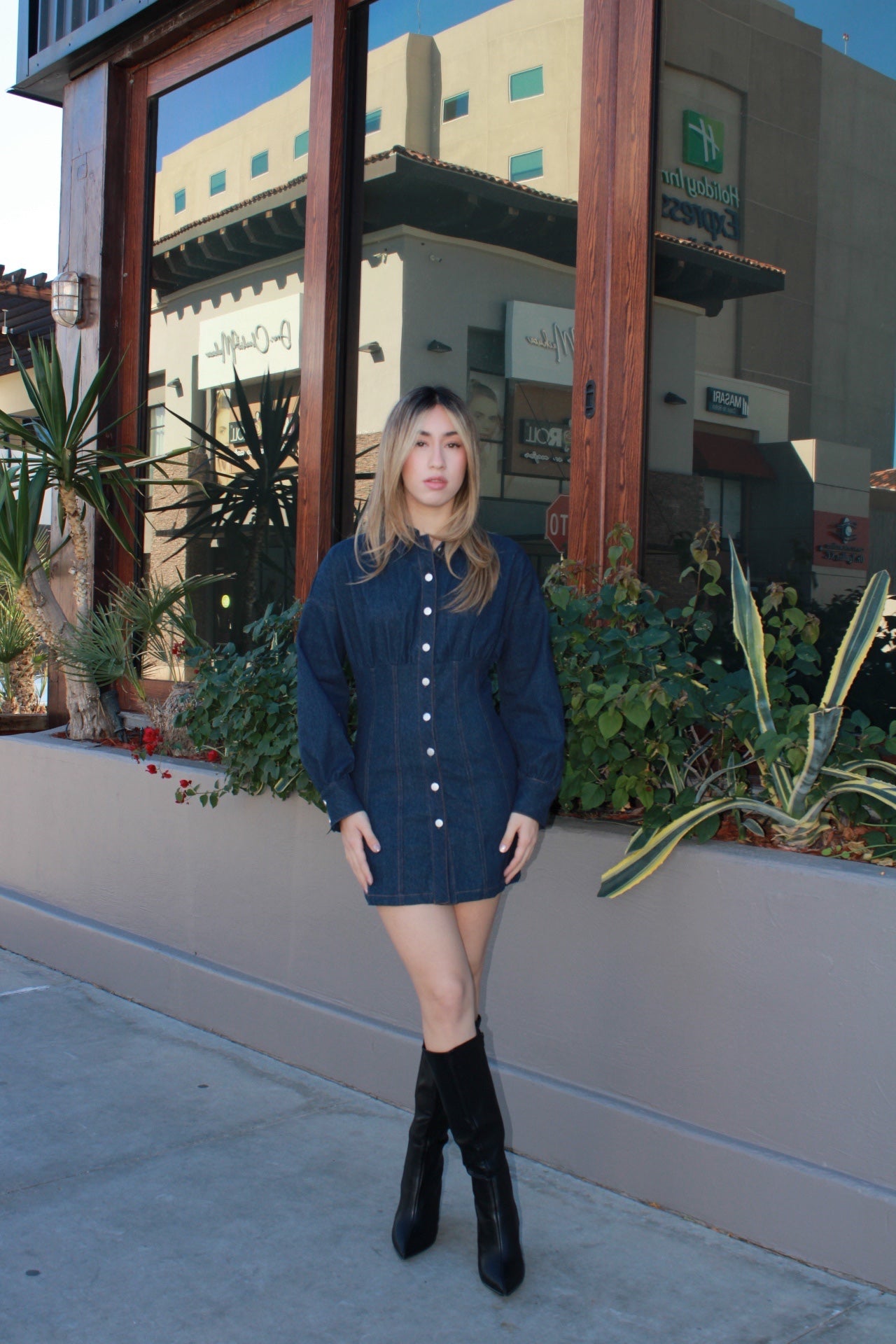 Vestido de mezclilla manga bombacha #11541