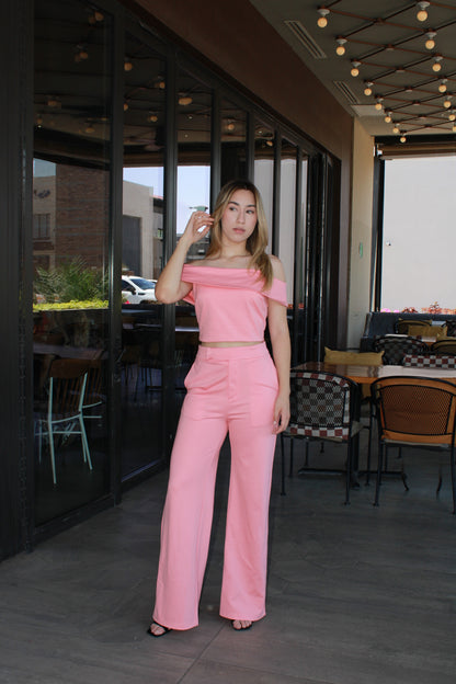 Set rosa salmón off shoulder #11299