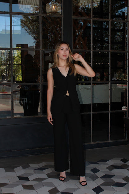 Set negro de chaleco y pantalón #11289