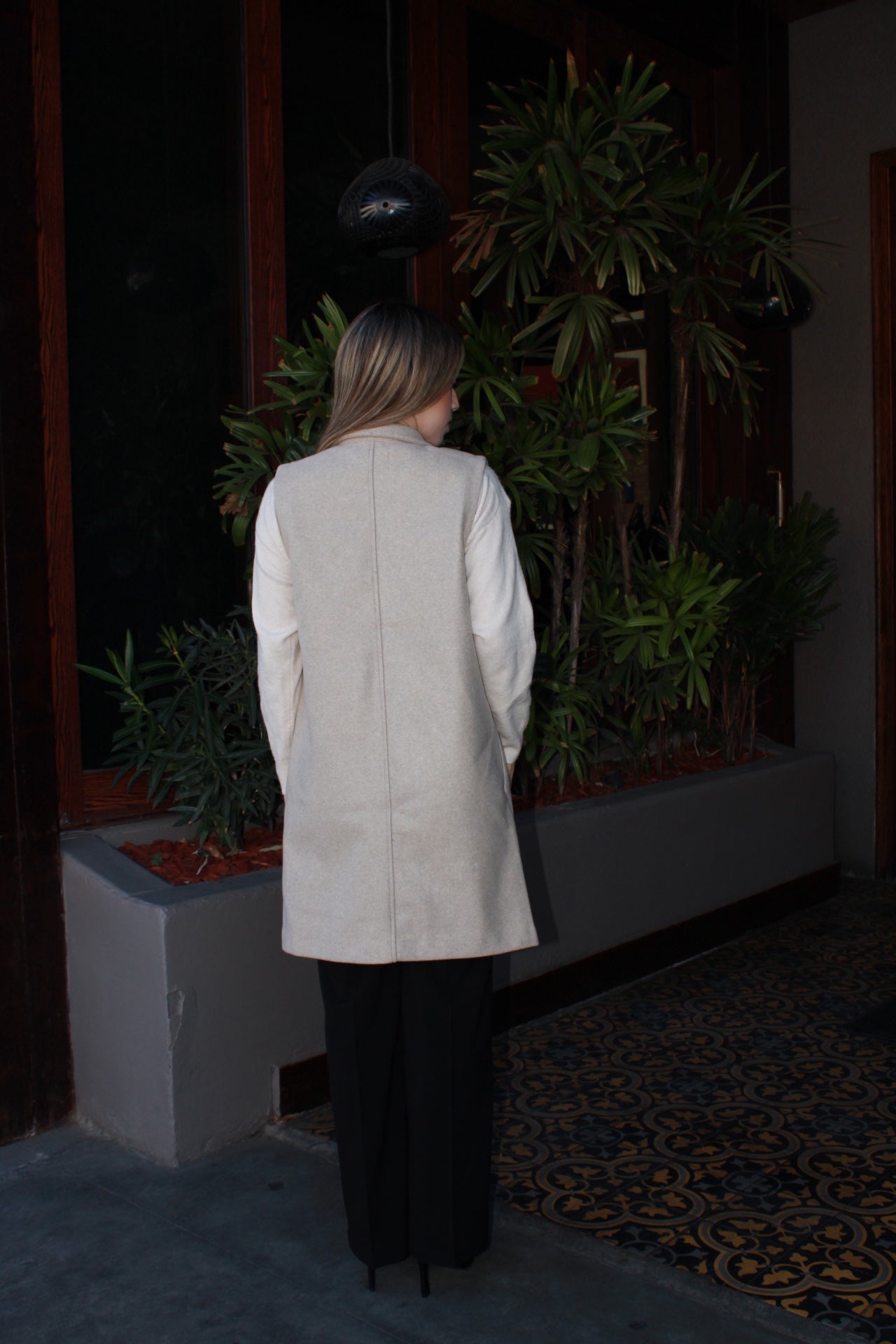 Chaleco crema largo #11552