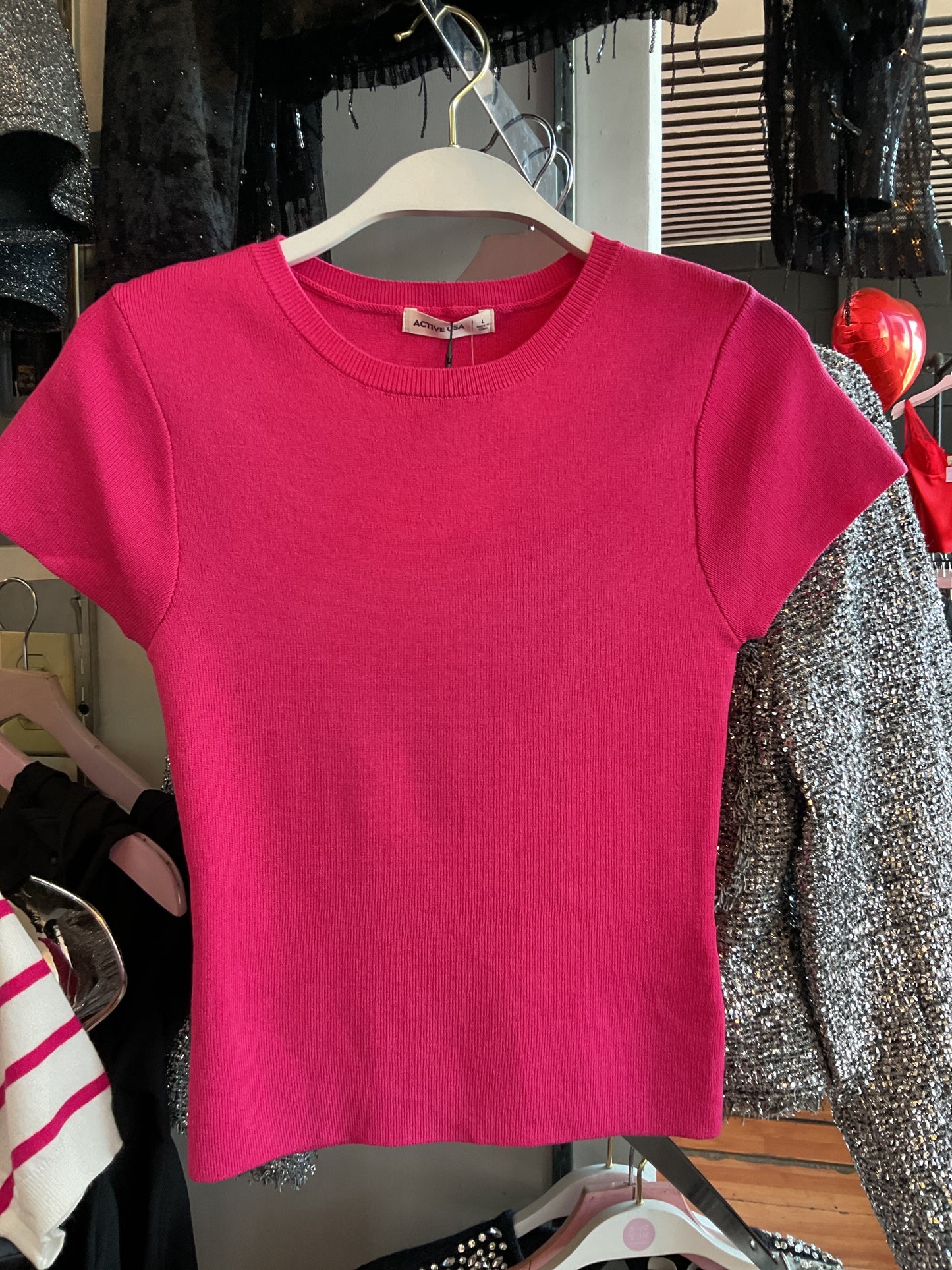 Blusa, rosa, fucsia, tela suéter #11764￼
