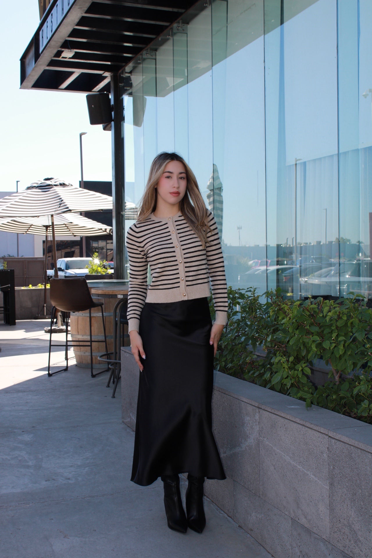 Suéter rayado mocha c negro #11503