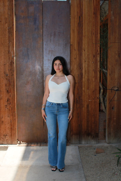 Top halter blanco c moño atrás #11257