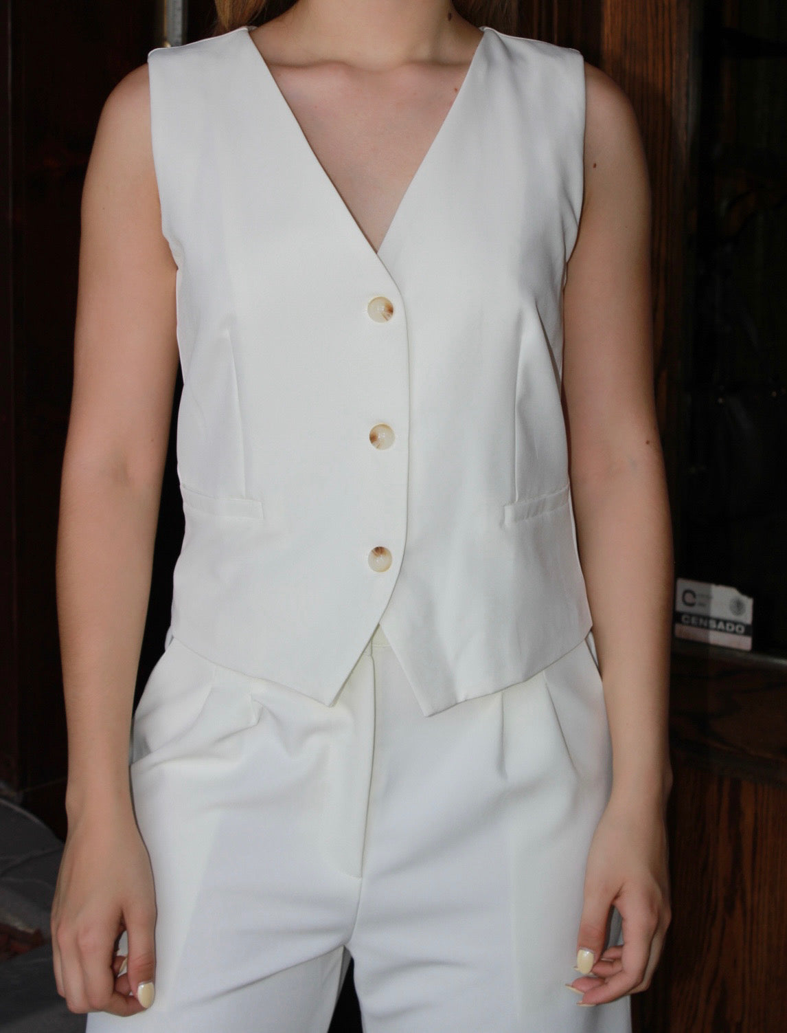 Set blanco de chaleco y pantalón #11243