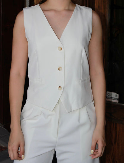 Set blanco de chaleco y pantalón #11243