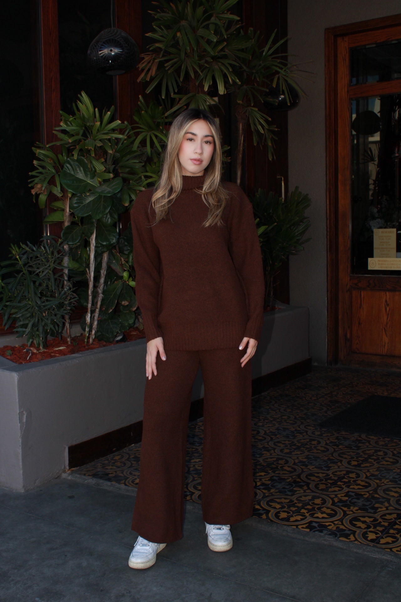 Conjunto de Pans café tejido #11540