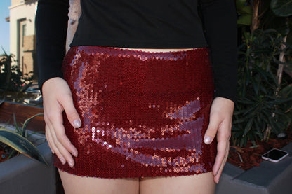 Mini falda guinda lentejuelas #11545