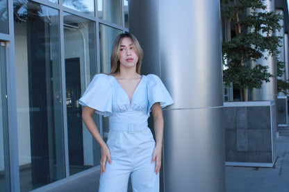 Jumpsuit azul claro con cinto #10887