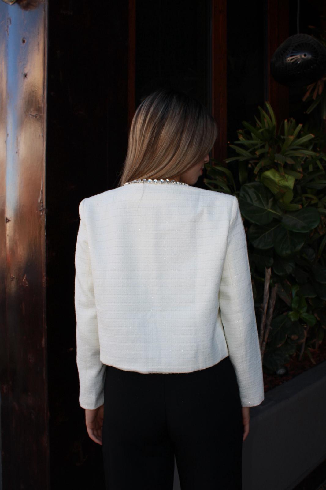 Saco crema con piedras #11652￼