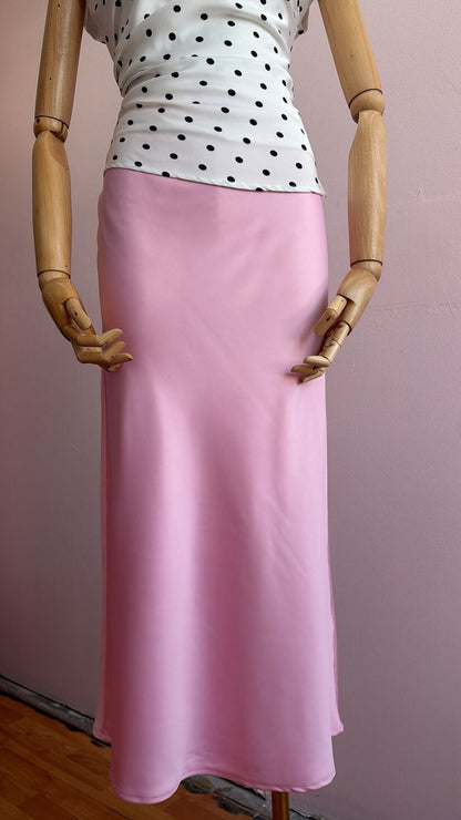 Falda satinada rosa #11952
