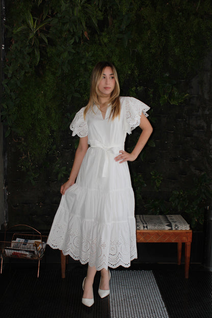 Vestido Largo Blanco con bordado #11323