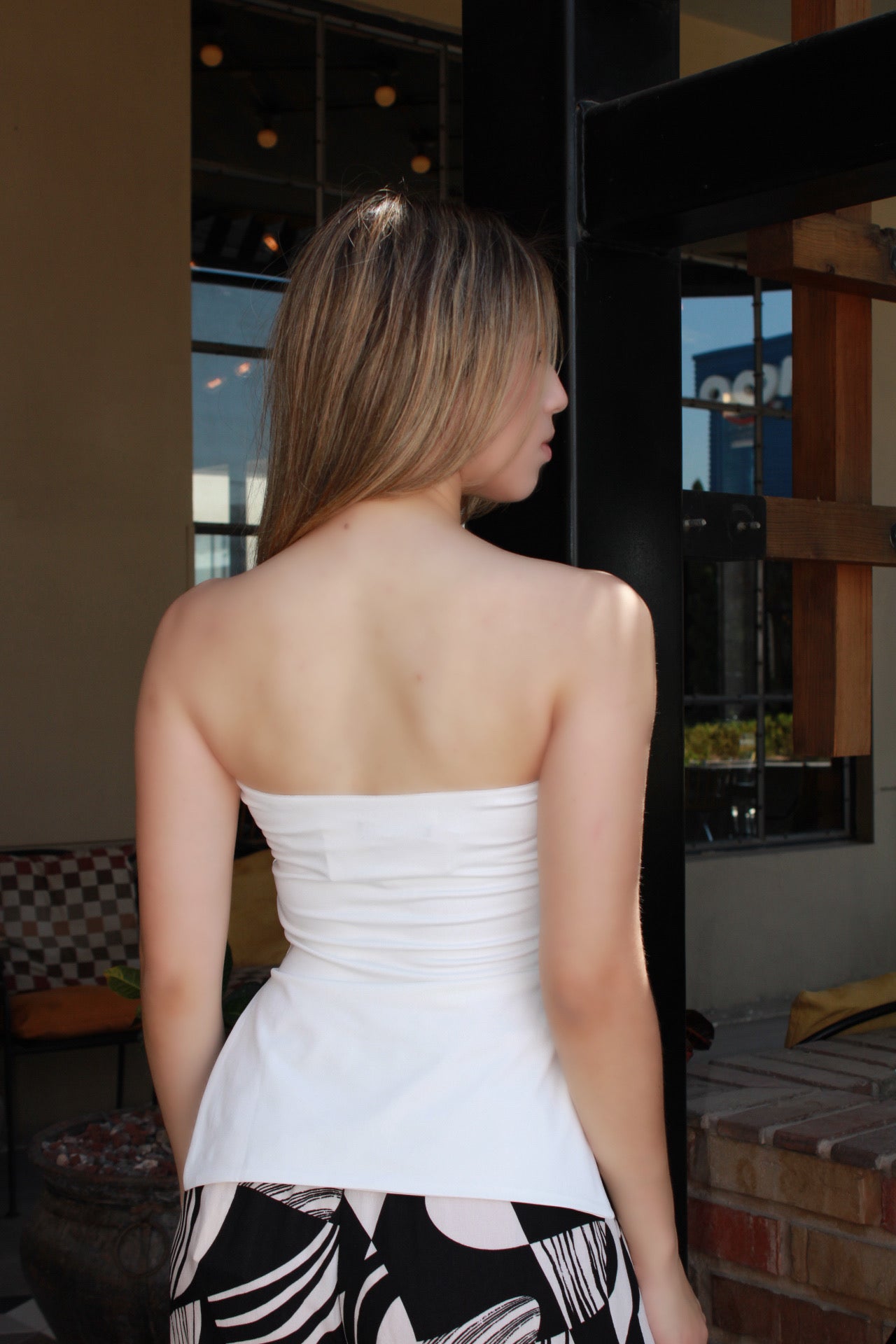 Top blanco strapless #11272