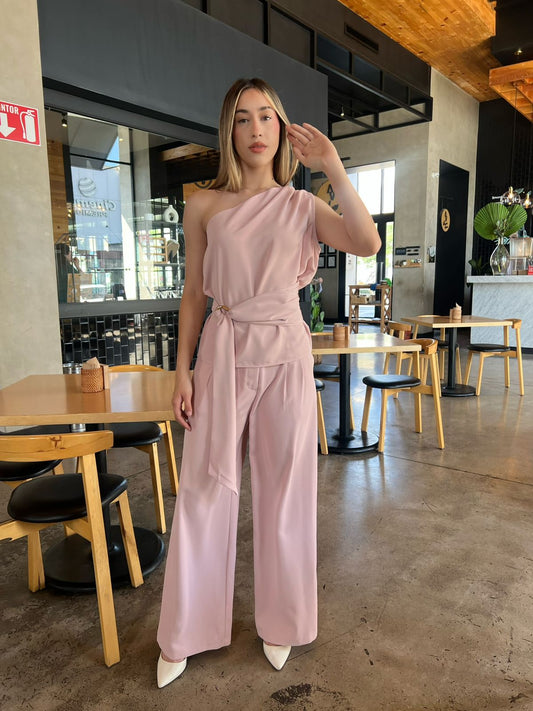 Conjunto, blusa y pantalón rosa pastel #11825￼
