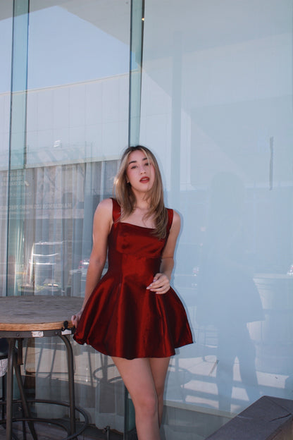 Vestido color vino corto #11519