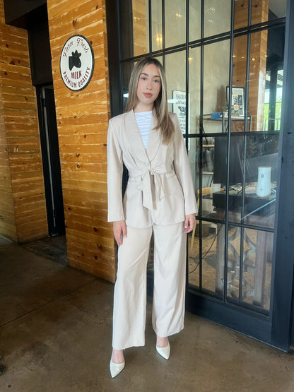 Conjunto, beige, blazer y pantalón #11833￼