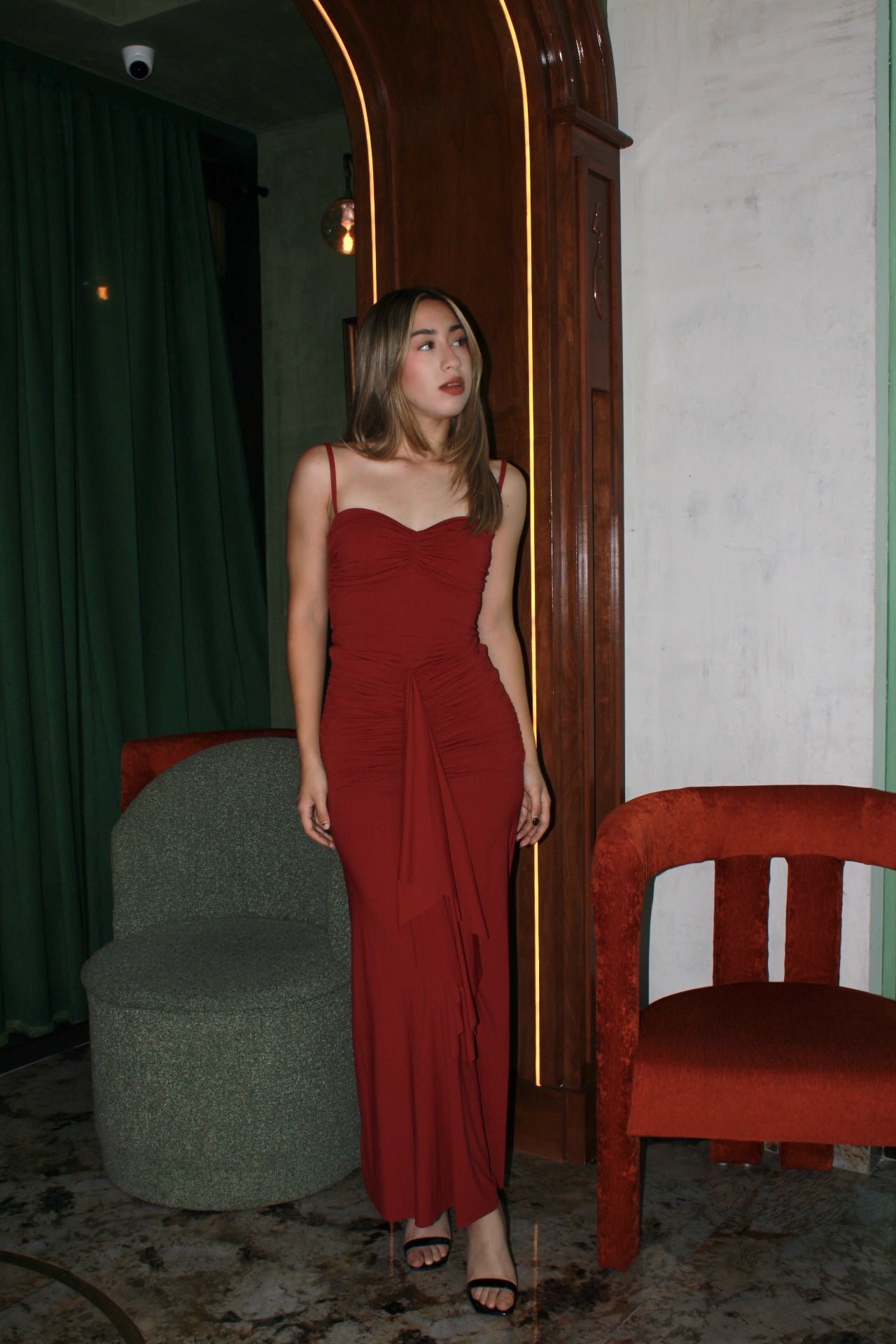 Vestido largo guinda #11498